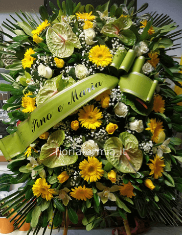 Cuscino funebre gerbere e anthurium